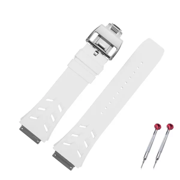 Rubber_strap_bracelet_for_Genuine_Richard_Mille_RM067_36 Vented White Rubber Strap for Genuine Richard Mille RM-067