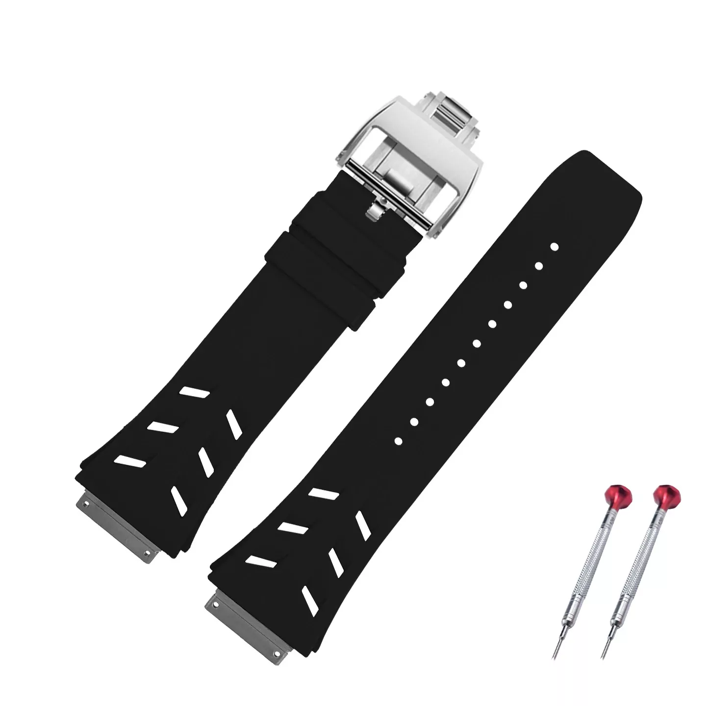 Rubber_strap_bracelet_for_Genuine_Richard_Mille_RM067_44 Vented Black Rubber Strap for Genuine Richard Mille RM-067