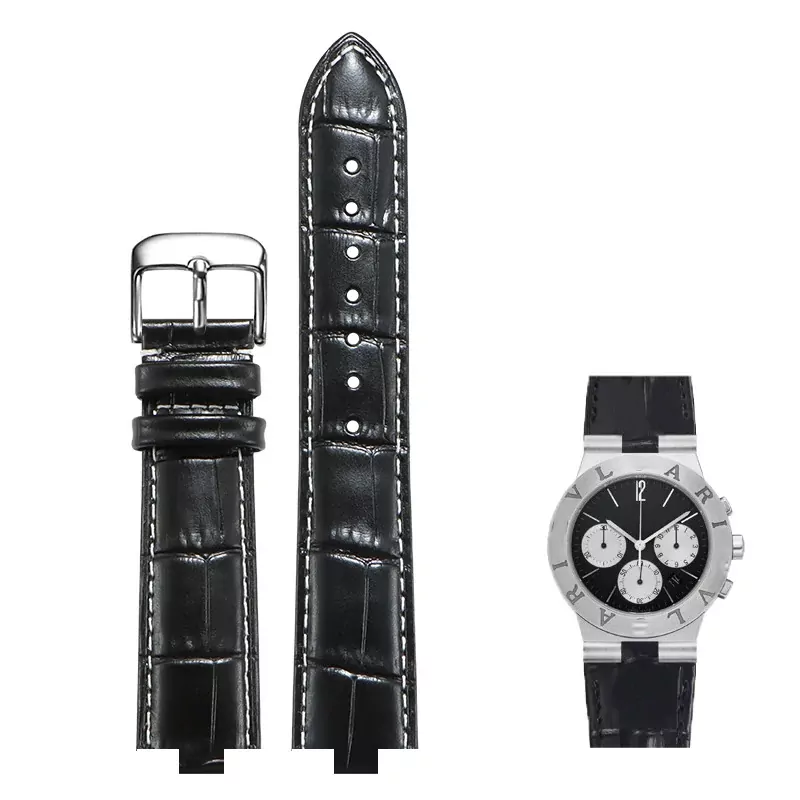 Leather_strap_for_Bvlgari_diagono_41 Black & White Genuine Leather Strap for Diagono Bvlgari - 6 sizes