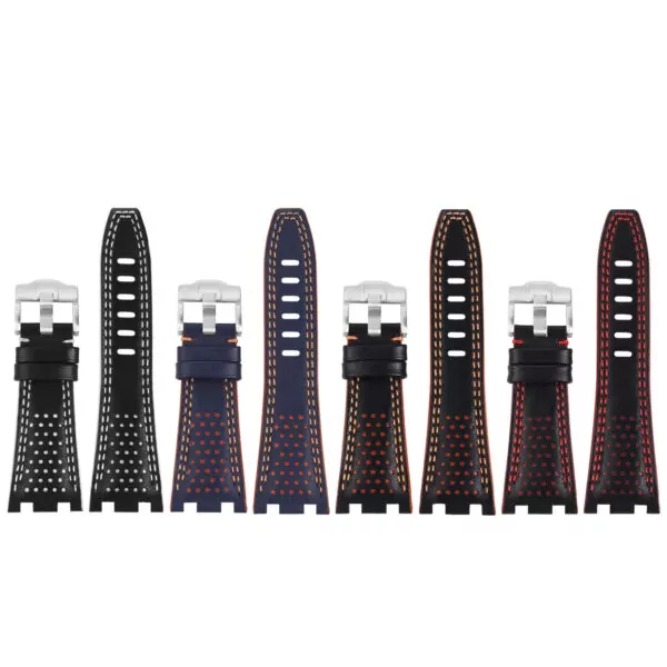 Perforated_Double_Stitching_Strap_for_Audemars_Piguet_Royal_Oak_Offshore_2 Black & Red Perforated Leather Bracelet for Audemars Piguet Royal Oak Offshore - 28mm