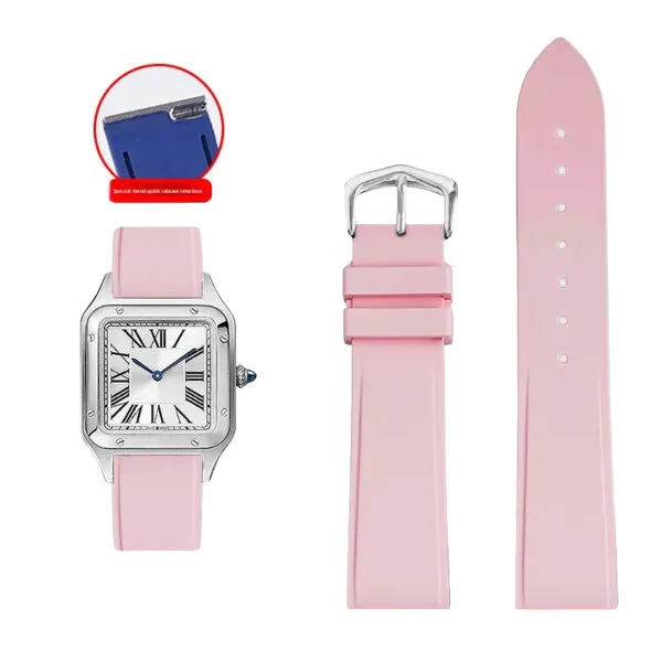 Rubber_Strap_Santos_Dumont_Cartier_with_Quick-release_17 Pink Rubber Strap for Cartier Santos Dumont Quick-Release - 2 sizes