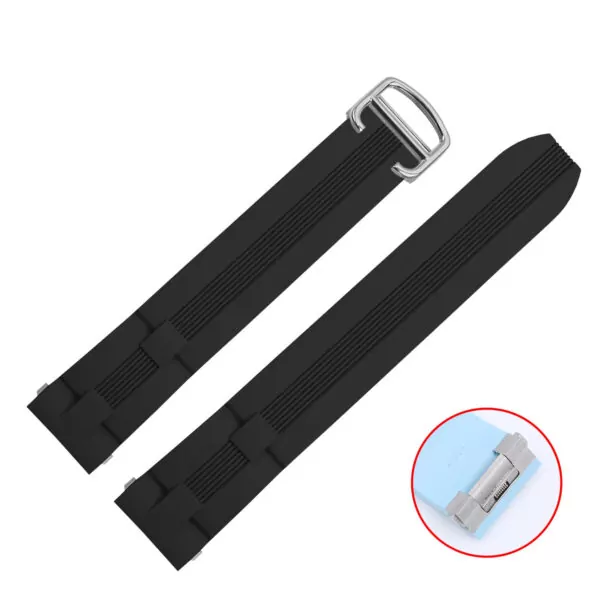 Rubber_strap_bracelet_for_Cartier_Roadster_19mm_14 Black Rubber Strap Band for Cartier Roadster Quick Switch - 19mm