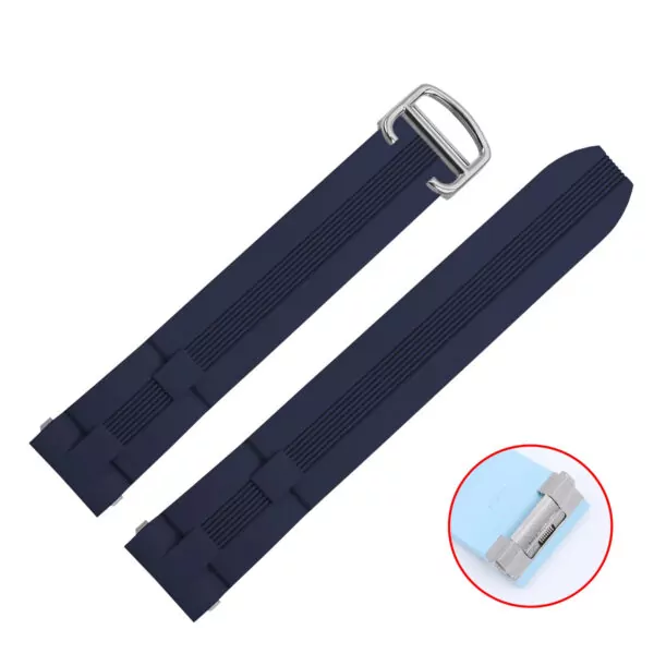Rubber_strap_bracelet_for_Cartier_Roadster_19mm_8 Navy Blue Rubber Strap Band for Cartier Roadster Quick Switch - 19mm